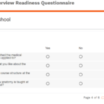 List of questions as part of the Medical School Interview readiness questionnaire